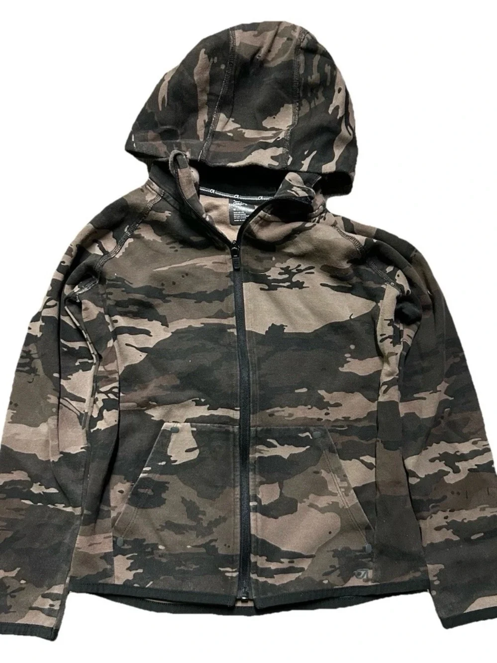 Girls Gap Fit Brown Camouflage Full Zip Athletic Sweatshirt Size Medium (8) - Picture 1 of 3